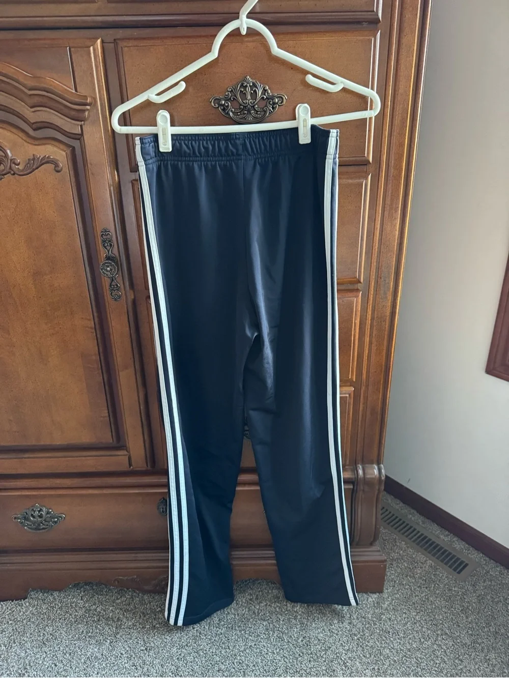 adidas Men’s unisex Navy Track Pants with Side Stripes